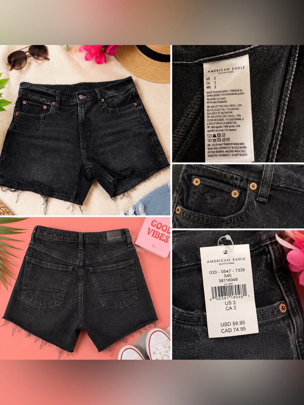 American Eagle Outfitters Black Denim Jean Shorts